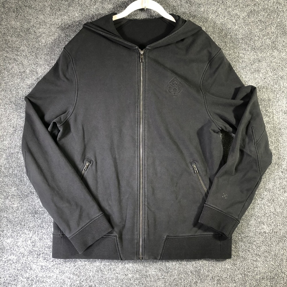 Lululemon Cross Cut Hoodie Men's Large Black Athletic Pockets Hooded Gym Workout
